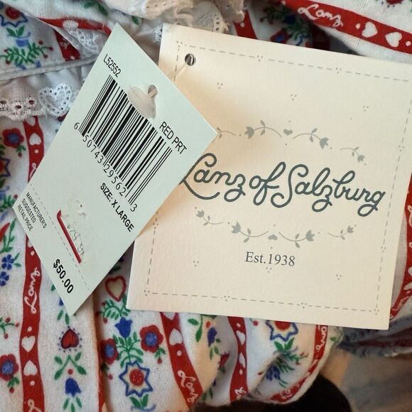 Lanz of Salzburg Vintage Cotton Flannel Nightgown NWT size XL NOS Button Back - Picture 8 of 9